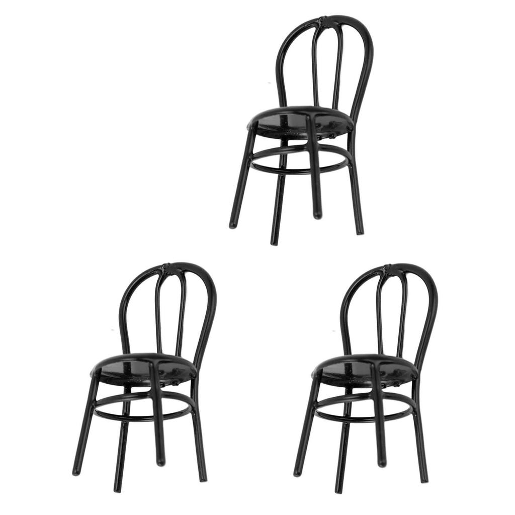 3 STK Miniatur Stühle 1:12 Maßstab Puppenhaus Rückenlehne Stuhl Metall Möbel Modell für Puppenhaus