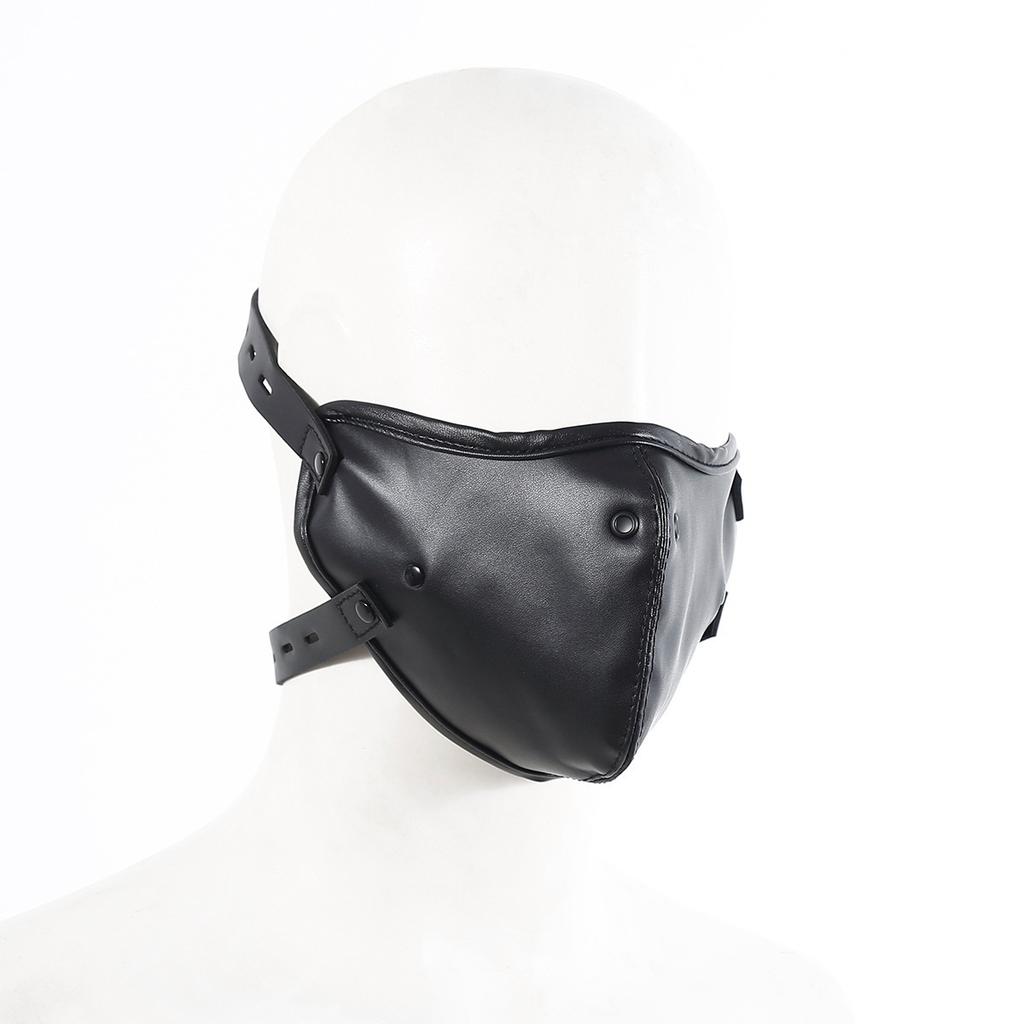 PU Leather Harness Face Mask Cool Black Headgear BDSM Bondage Restraint Ball Mouth Gag Sex Toys for Couples Adult Games 18+