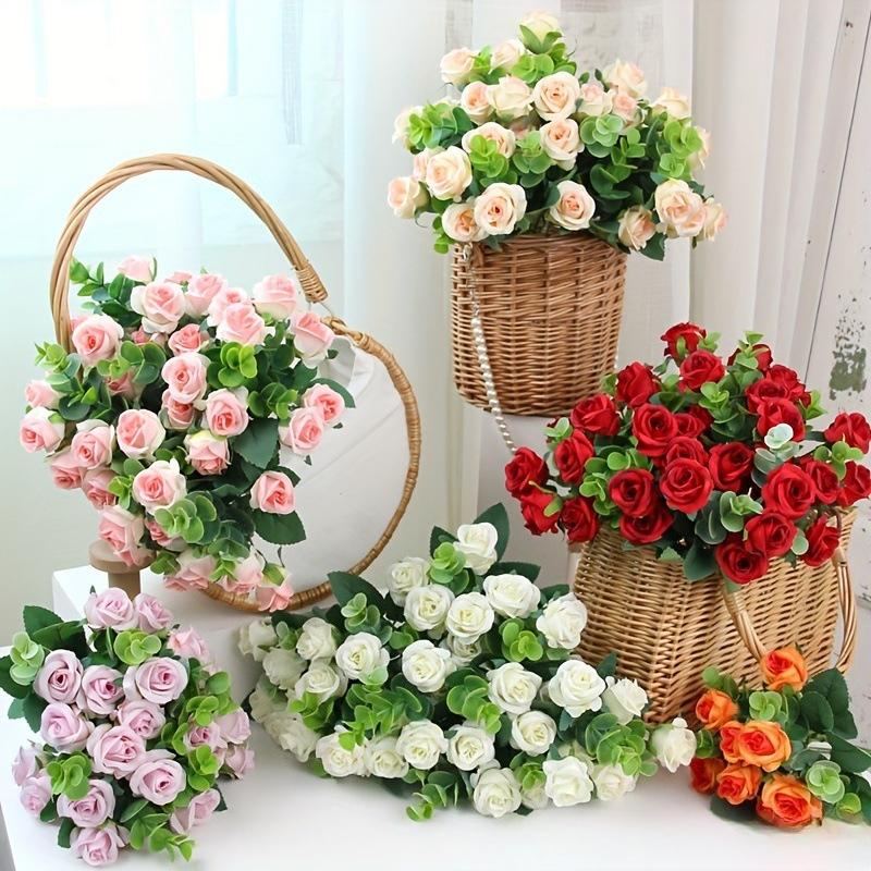 11 Heads Eucalyptus Little Rose Home Decoration Wedding Decoration Artificial Flower Plastic Flower