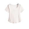 New Fishbone Summer Women's Short Sleeve Front Shoulder Pure Desire Irregular Short Bottom Shirt Top T-Shirt Women