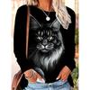 Fashionable Women's Animal Print Top Casual Round Neck Long Sleeve T-Shirt Style Comfortable Pullover Bottoming Shirt