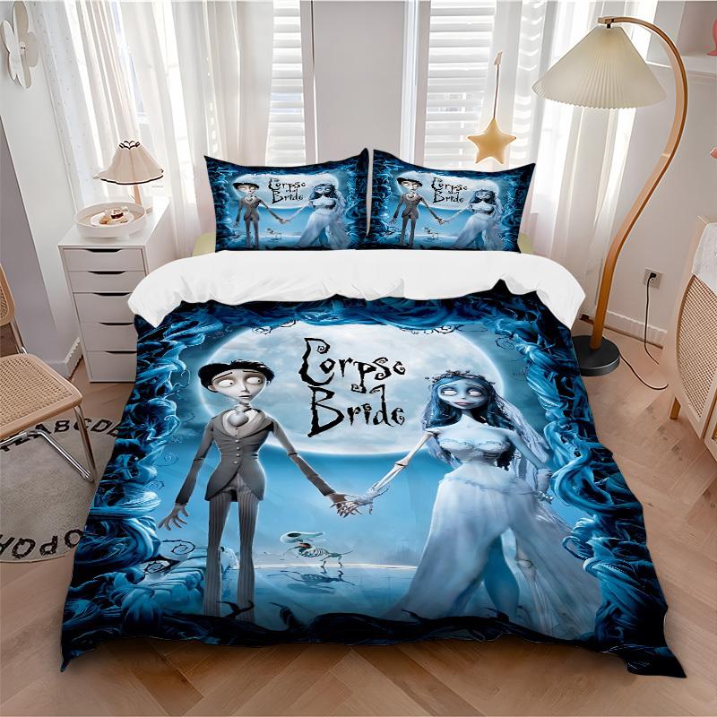 3pcs Corpse Bride Duvet Cover Set - Includes 1 Duvet Cover and 1/2 Pillowcases (No Insert) Yy251107157