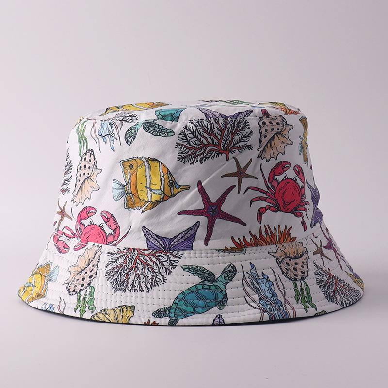 Digital printing small edge bucket hat spring and summer double-sided can wear outdoor sunshade basin hat spot