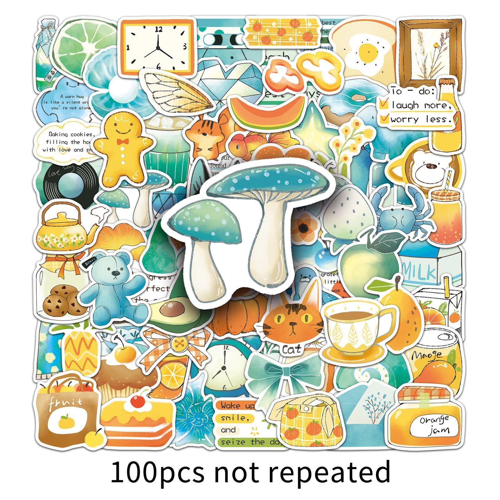 

100 Salt-type Graffiti Stickers with Small and Fresh Korean Yellow Handbook Decoration Water Cup DIY Stickers