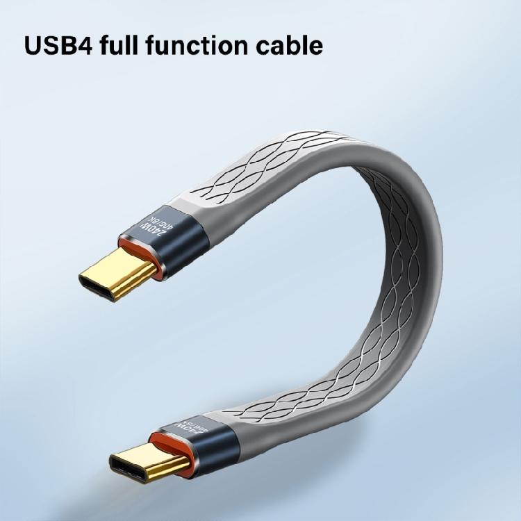 Short USB4 C Cable 5Inch Flat 40Gbps Speed 240W Charging 8K60hz Video For Phone Pad eGPU and More USB C Devices