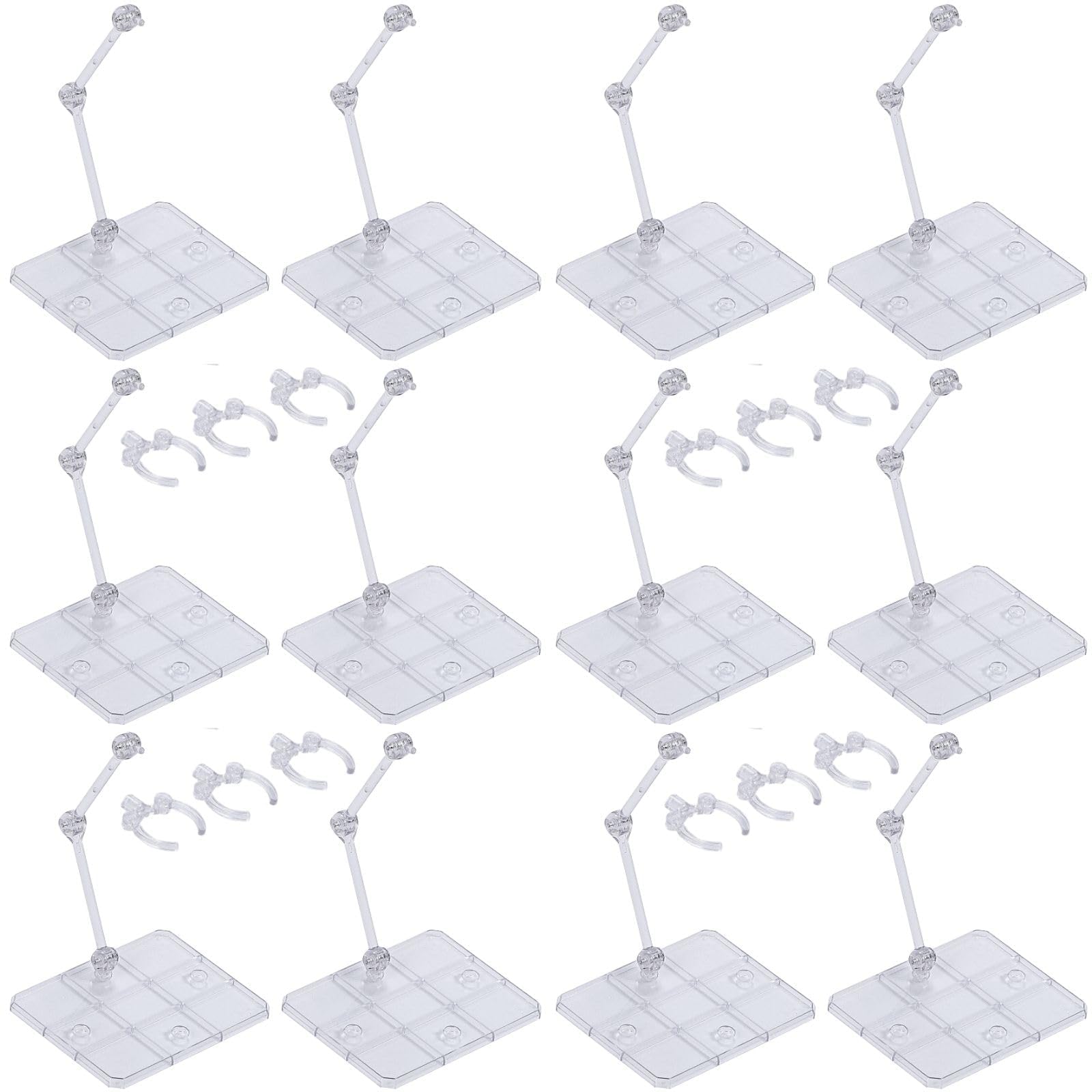 

CHASO Figure Stand Set 1/144 Plastic Model Kit 12 Pieces 3mm Shaft Action Figure Display Base Stand with 4 Holes