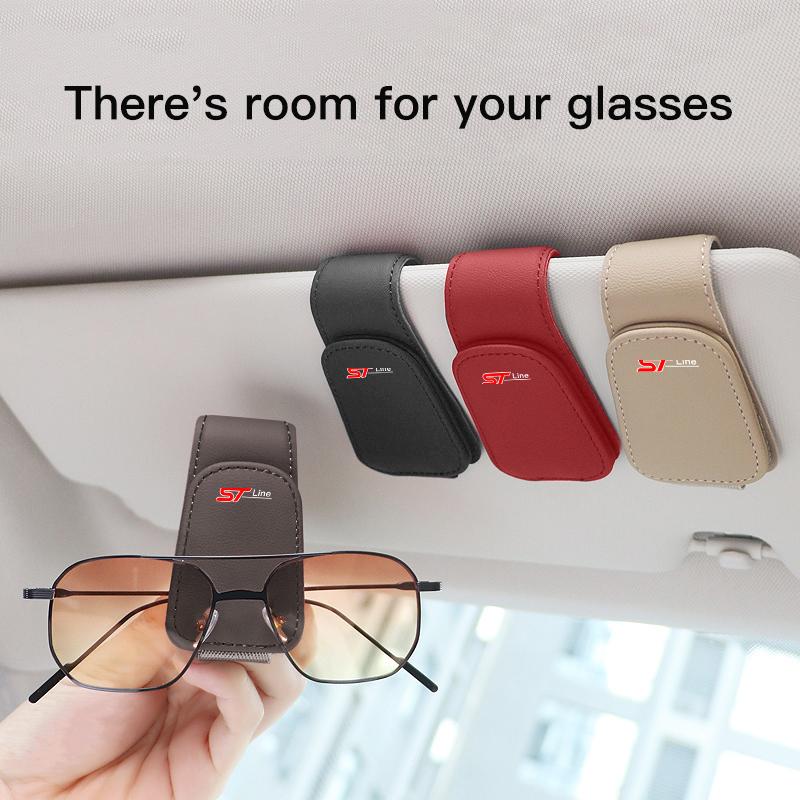 Car Sun Visor Glasses Clip Sunglasse Eyeglasses Holder For Ford ST Line F150 Ranger Fiesta Focus Transit Mustang Mondeo MK2 MK3
