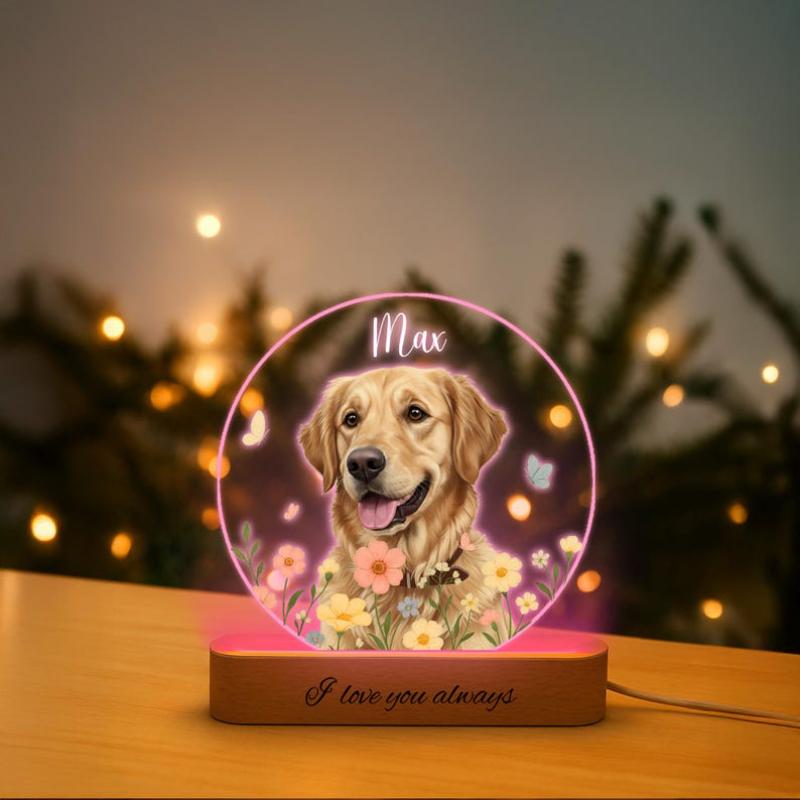 Personalized Pet Image Luminous Ornament Valentine Day Exclusive Gift for Cat Dog Lovers Home Desktop Decorative Lamp Custom Pet