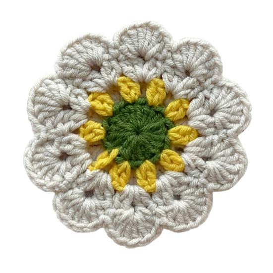 Handmade Crochet Flower Coaster Heat-Resistant Cup Mat for Mugs Glasses Soft Non-Slip Absorbent Table Protector Mat Cute Kitchen Desk