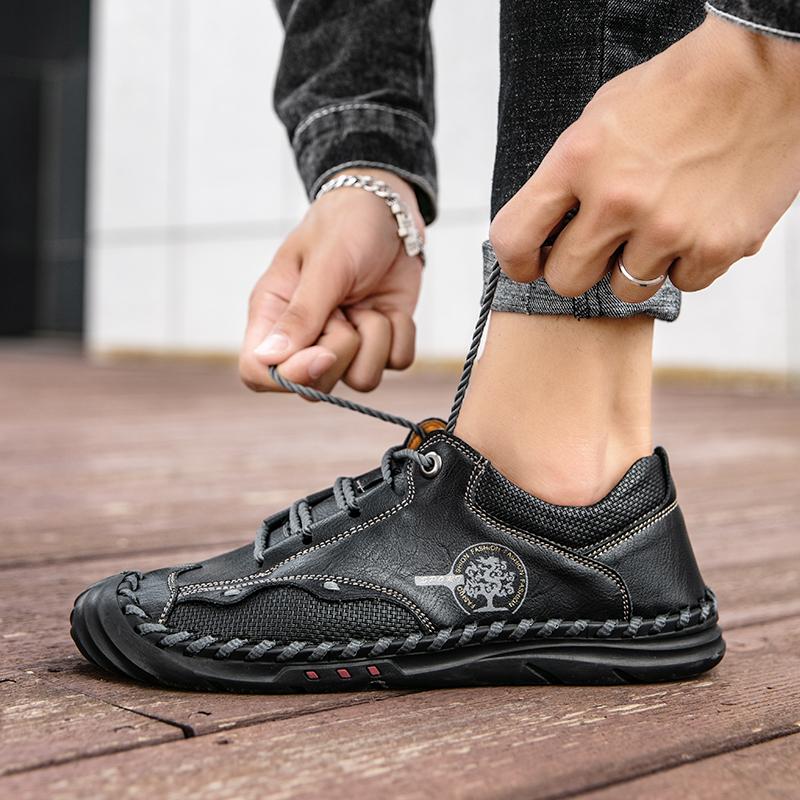 Pánské ručně vyráběné ležérní kožené boty venkovní nízké tenisky