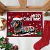 VIKAMA Christmas Dachshund Rug Bedroom & Kitchen Non-Slip Mat Front Door Entry Welcome Doormat Holiday Home Decor
