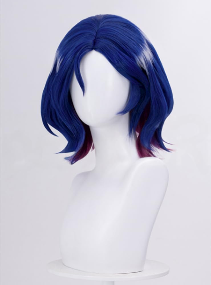 Shuji Ito Cosplay Wig, Heat-Resistant, Costume Accessory, Parties, Events, Costumes, Photoshoots, Festivals, with Net (Blue, Purple, White)