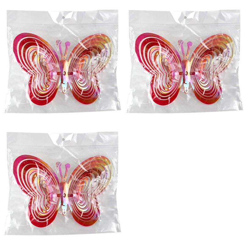 3X Butterfly Wind Spinners Hanging Ornaments Bird Deterrent Wind Catcher Rotating Wind Chime D
