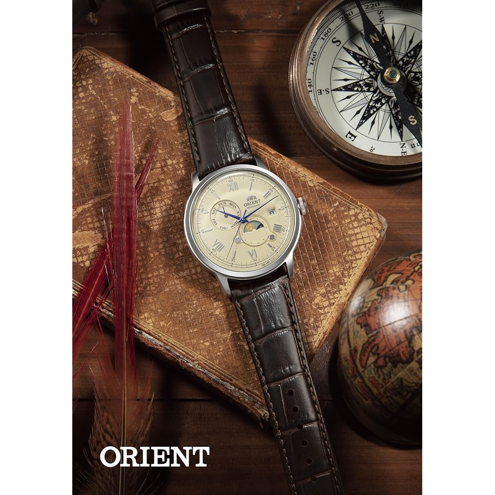 Orient Bambino Sun & Moon Automatic Watch Ivory 40mm Men's Mechanical Timepiece with Domestic Warranty RN-AK0803Y