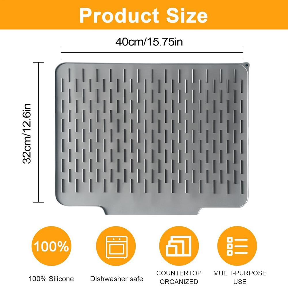 Dish Drying Mat For Counter Kitchen Counter Drying Mat Silicone Non-Slip Tableware Pad Drainage Holder For Bowl Plates Cutlery