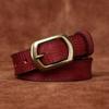 Women's Belt Retro Fashion and Personalized Emboss Leather Pin Buckle Pure Cowhide Korean Style Versatile Coarse Grain Jeans Belt Women