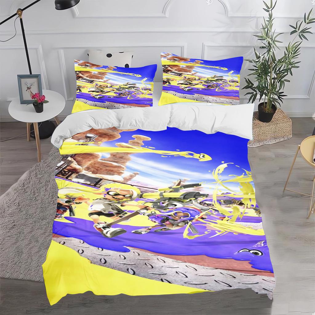 Game, Splatoon, Anime 100% Polyester Bedding Set Duvet Cover Set Printed Cartoon Home Decor