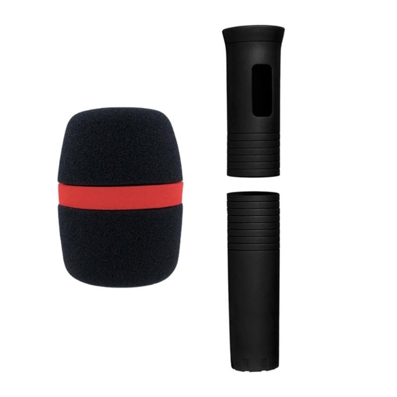 Cordless Handheld Microphone Protective Sleeve with Sponge Foam Microphone Windscreen Rubber Microphone Protective Sleeve Holder for Show KTV