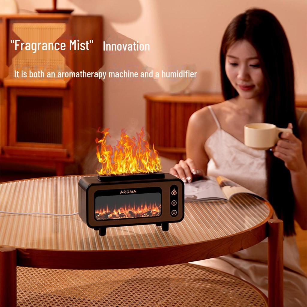 USB Fireplace Aroma Humidifier: Large Mist Volume, Creative Design for Home or Bedroom