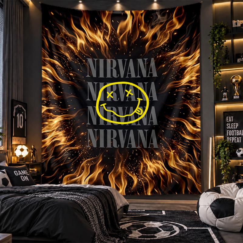 Wall Hanging Tapestry Nirvana Print Cloth for Living Room Bedroom Home Decor