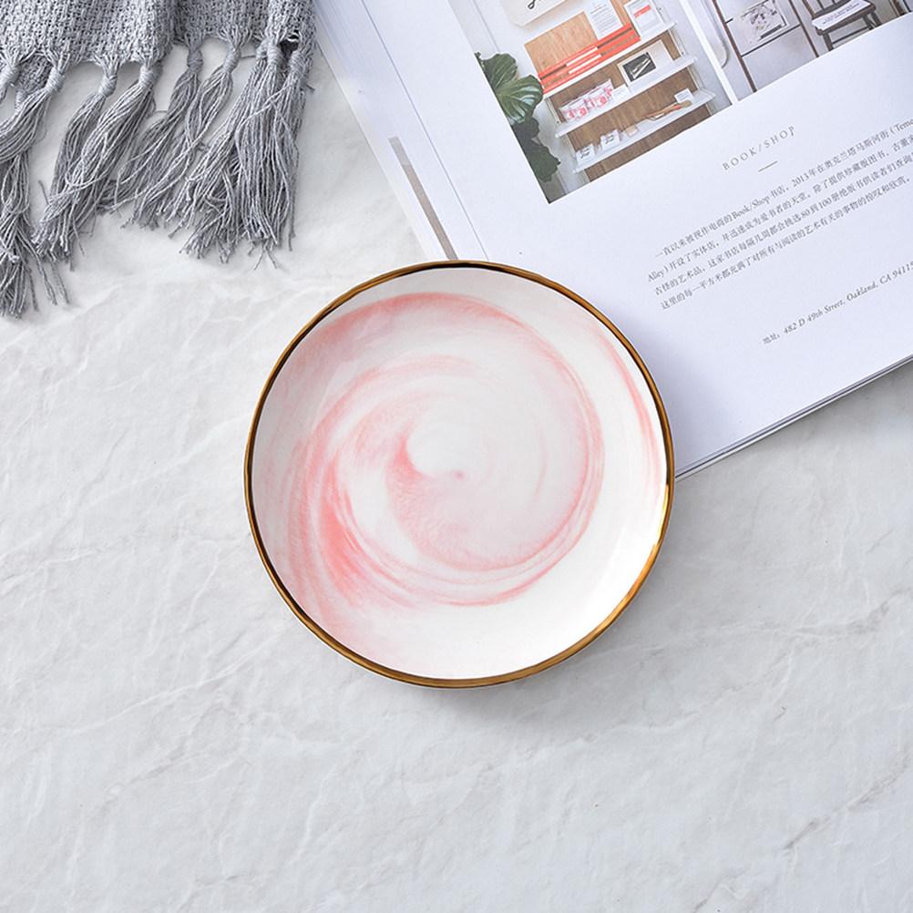 6 Inch Elegant Marble Texture Gold Trimmed Dish Plate Phnom Penh Ceramic Dessert Tray Snack Plate for Fruit Western Dishes