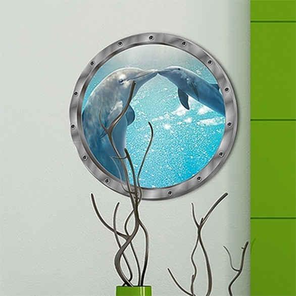 Creative Waterproof Dolphin Tortoise Sticker Wall Sticker Washing Machine Sticker Bathroom Sticker