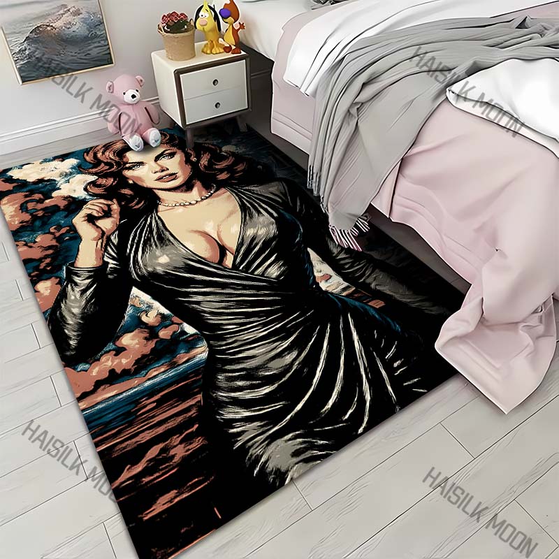 

1PC Elegant retro illustration woman Carpet for Living Room Bedroom Sofa Home Decor Rus Non-slip Floor Mat Luxury Gift 40cm x 60cm