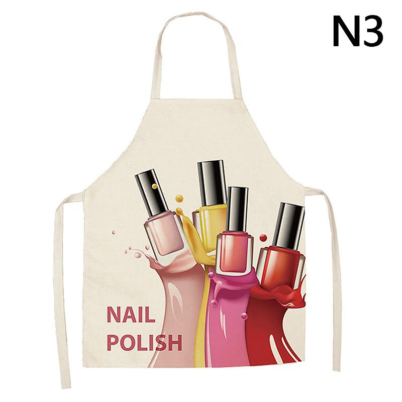 Nail Polish Lipstick Beauty Kitchen Women Apron Household Cleaning Cotton Linen Pinafore Salon Home Cooking Baking Adult Bib