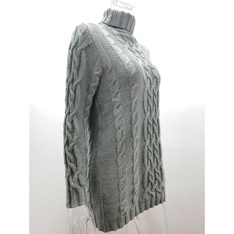 Autumn and Winter Long Sleeve Casual Knitted Sweater Dress Women Vintage Slim Fit Solid Knitted Dress Women Elegant Turtleneck Sexy Lady Dresses 24905