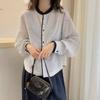 Women's Striped Shirt Ladies' Round Neck Lantern Long Sleeved Blouse Autumn New Version Korean Style Loose Versatile Casual Top