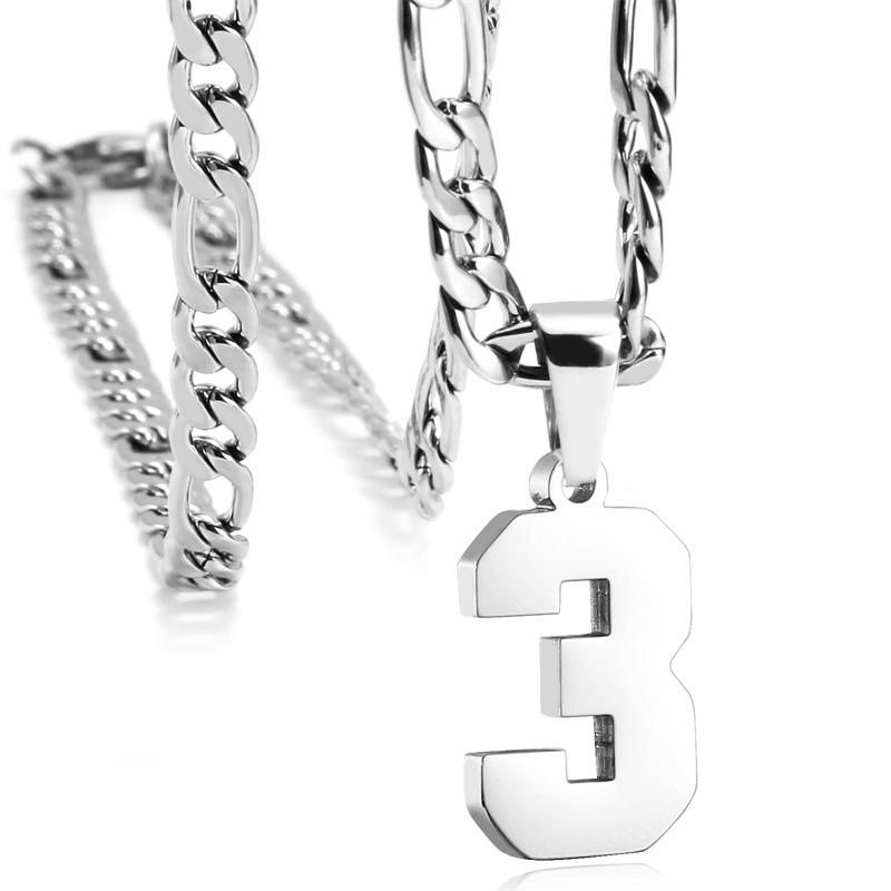 Men's Athlete Stainless Steel Sports Digital Necklace Baseball/Basketball/Soccer Team Inspiration Jewelry Spot