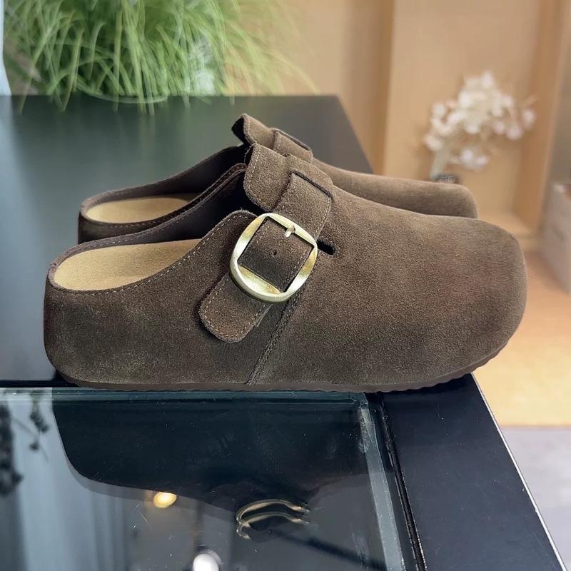 Thick bottom inner height increase female bag head half slippers outer wear new autumn one pedal lazy