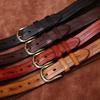 Men's Belt Retro Rub Colored Distressed Genuine Cattlehide Leather Surface Casual Denim Overalls Belt