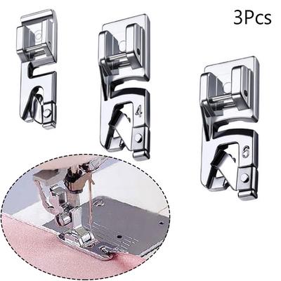 3Pcs Sewing Accessories Narrow Rolled Hem Sewing Machine Presser Foot Tools Set