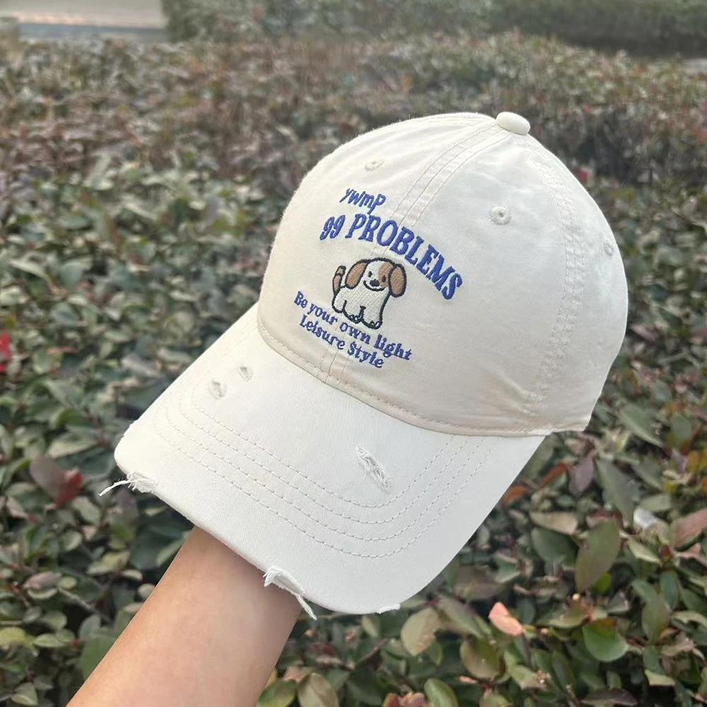 

Korean Cute Dog Embroidery Baseball Cap Men And Women Brand Casual Dad Hats Outdoor Sport Sunshade Golf Sun Hat 54-62cm&Adult