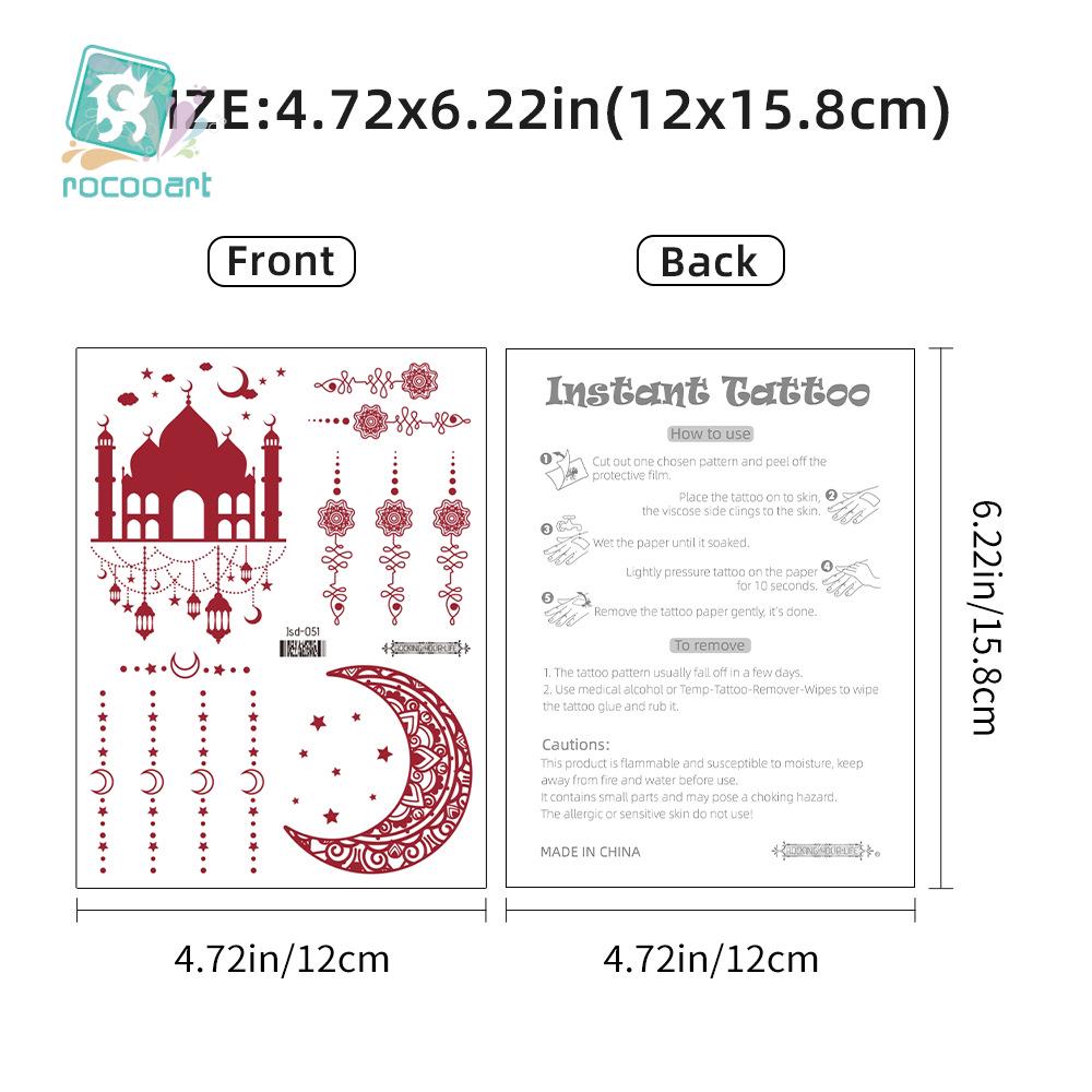 Rikaron High-End Star & Moon Henna Tattoo Stickers for Face and Hand.