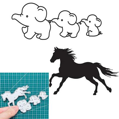 2pcs/set Elephants And Horse Metal Cutting Dies Set for DIY Scrapbooking Greeting Card Making Paper Embossing Craft