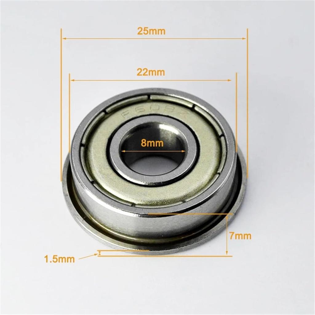 10pcs F608ZZ Flange Bearing 8 * 22 * 7mm F608Z 2Z Flanged Bearings 8 mm Inner Bore 3D Printer Bearing
