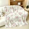 French Floral Print Pink Blanket Soft Warm And Thick Perfect For Bedroom Living Room Bed Sofa Camping Picnic Office Gift