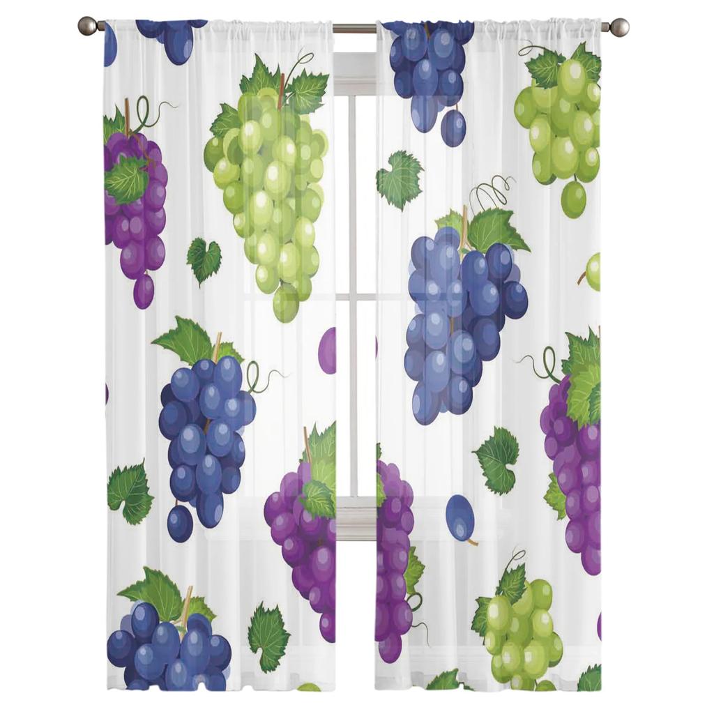 Vineyard Fruit Grape Tulle Curtains Living Room Bedroom Voile Curtain Children Organza Window Drapes Sheer Made Of Polyester Area Treatment
