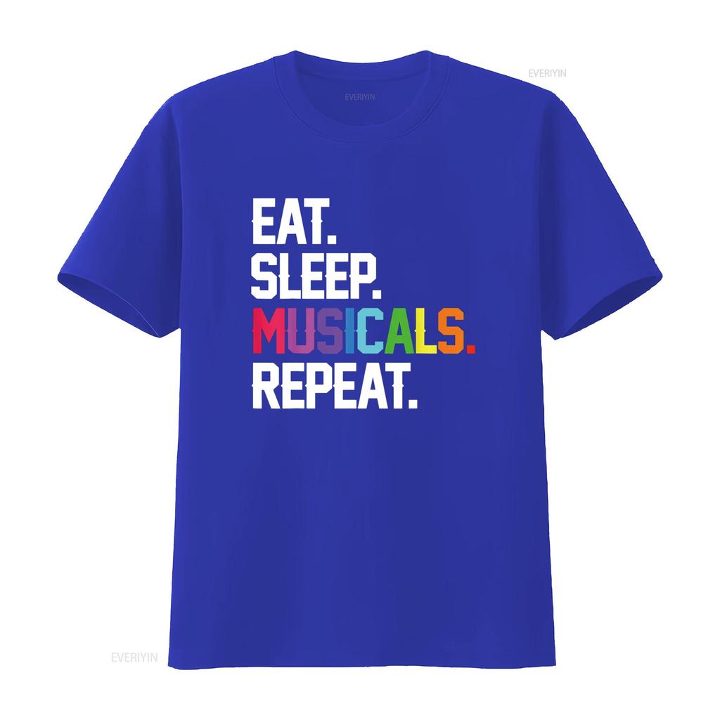 Musicals Eat Sleep Repeat T Shirt vintage Washed Slightly graphic Versatile Top For Everyday Wear streetwear designer clothes