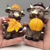 2pcs Cute Highland Cattle Ornament Resin Animal Figurine Sculpture Home Decor Cow Statue  Farmhouse