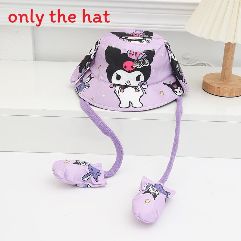 Cartoon Fisherman Hat For Kids With 3d Ears And Stitch Spider Man Print Design Summer Sun Protection Cotton Polyester