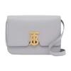 TB Logo Smooth Leather Crossbody Bag Light Gray Mini Shoulder Handbag 80284361