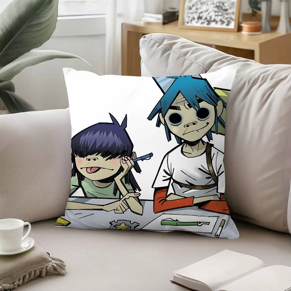 Band B-Gorillaz-W Örngott Kuddfodral Mjukt Sött Prydnadskudde För Bil Soffa Örngott Polyester Med Dragkedja