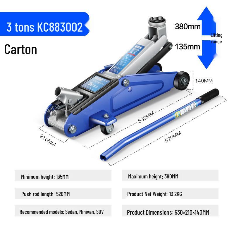 2-Ton Horizontal Hydraulic Car Jack for SUVs – 3T Tire Change Tool
