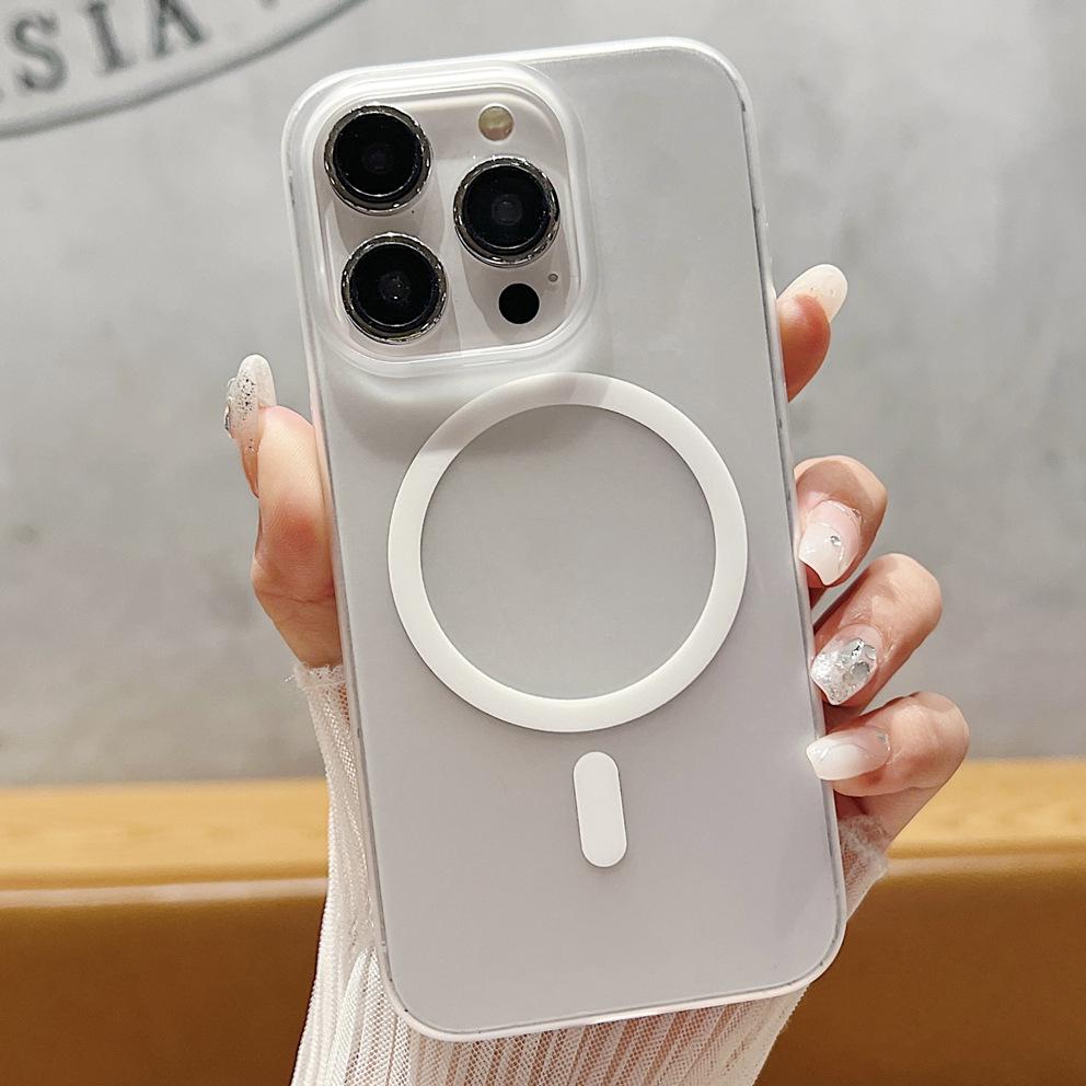 Compatible with Apple iPhone 16 Pro Max: Transparent Magnetic Frosted Protective Case