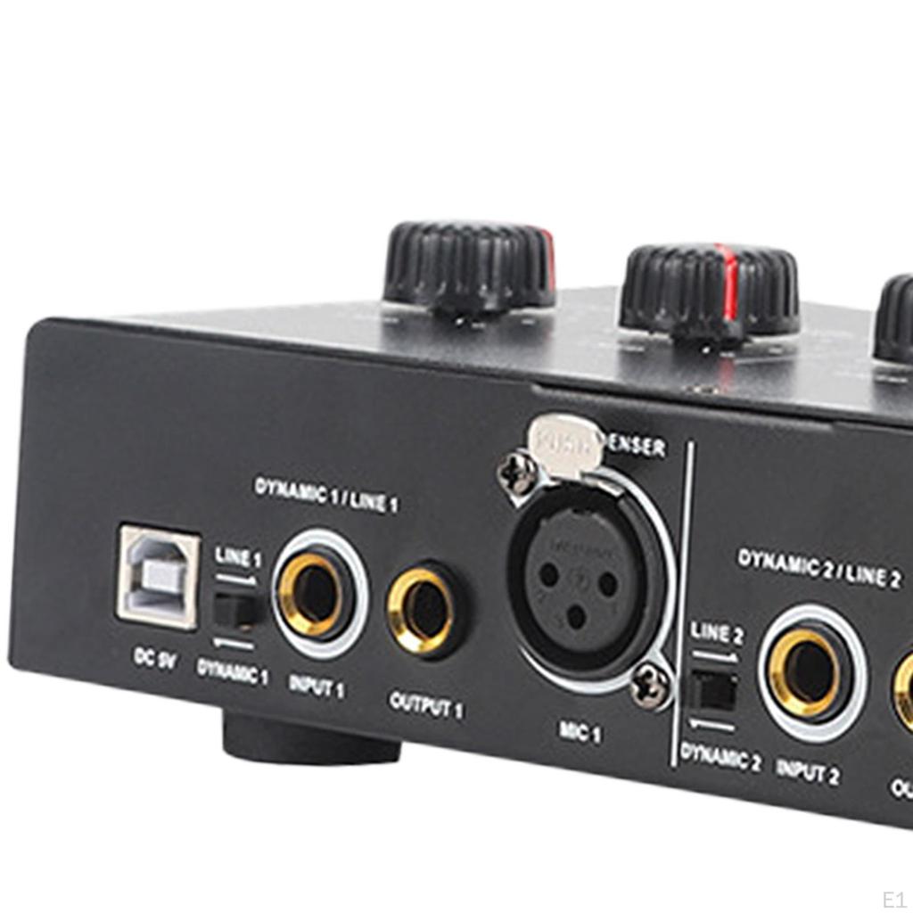 2 Channel Portable Stereo Audio Amp, Compact 48V Amplifier, Headphone Amplifier for Stage