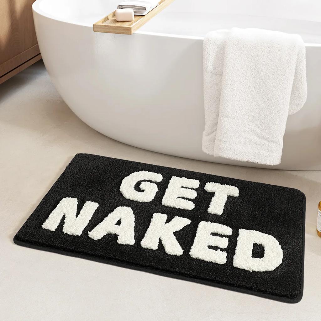 61x110CM Get Naked Tufted Velvet Bath Mats Thickened Microfiber Bathroom Absorbent Quick Drying Foot Mat TPR Anti Slip Rug