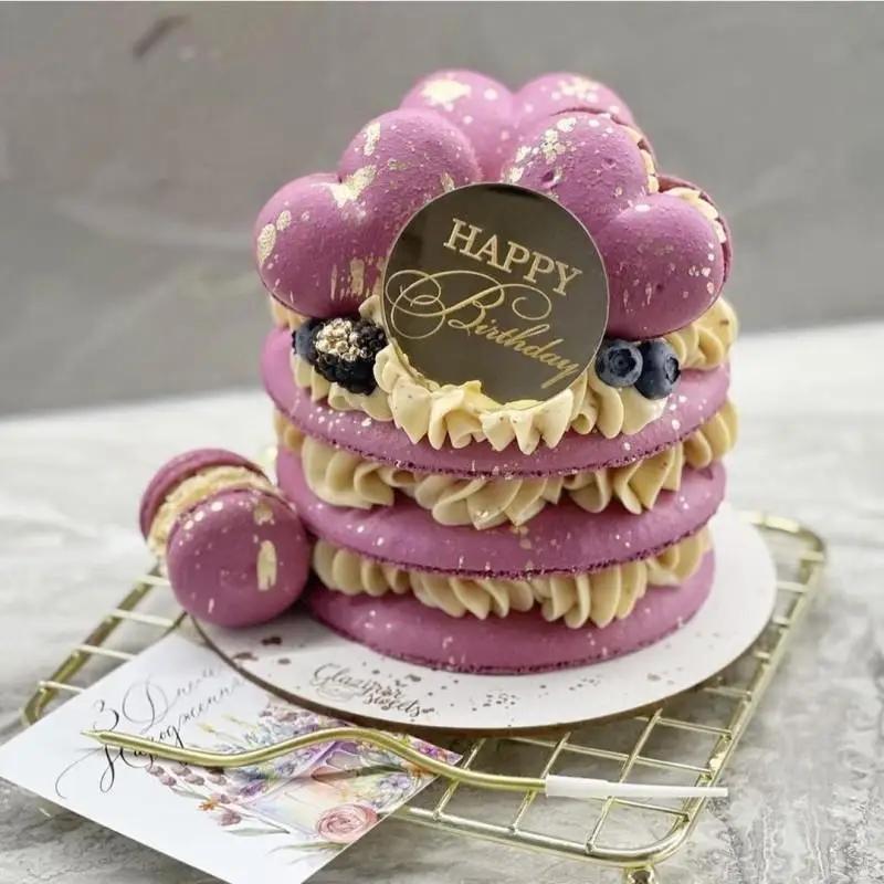 10 ks Toppery na dort Všechno nejlepší k narozeninám Zlaté Zlaté Akrylové Kulaté Toppery na Cupcaky Pro Děti Narozeniny Miminko Party Nástroje na Dekoraci Dortu